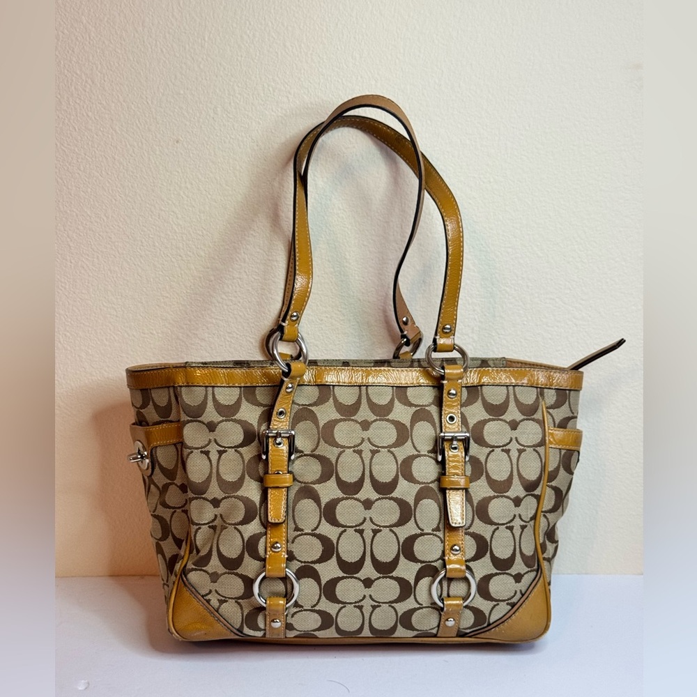 Coach Y2K Signature Monogram Shoulder Tote Bag